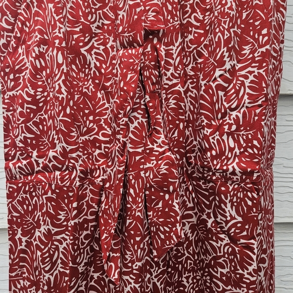 Club Manaco Designer Belted Pants Cherry White Silky Cream Pockets Flare M NWT - Picture 10 of 15